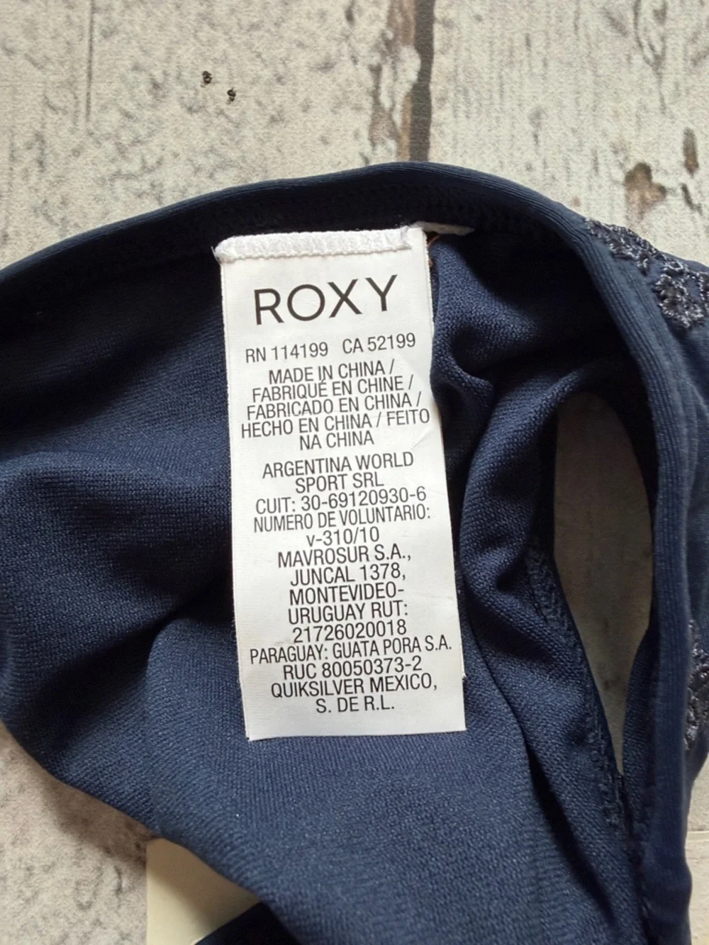 Roxy Navy Embroidered Strappy Bikini Bottom